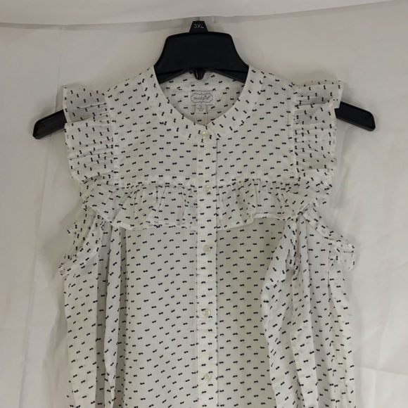 MUD PIE CLARISSA COLD SHOULDER BUTTON-DOWN TOP WHITE Blue Small NWT - Picture 4 of 8